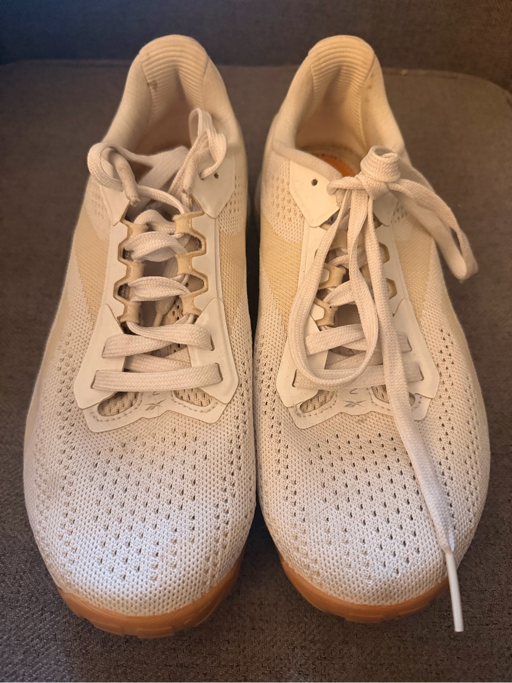 Reebok Women's Cream Knit Sneakers with Gum Outsole